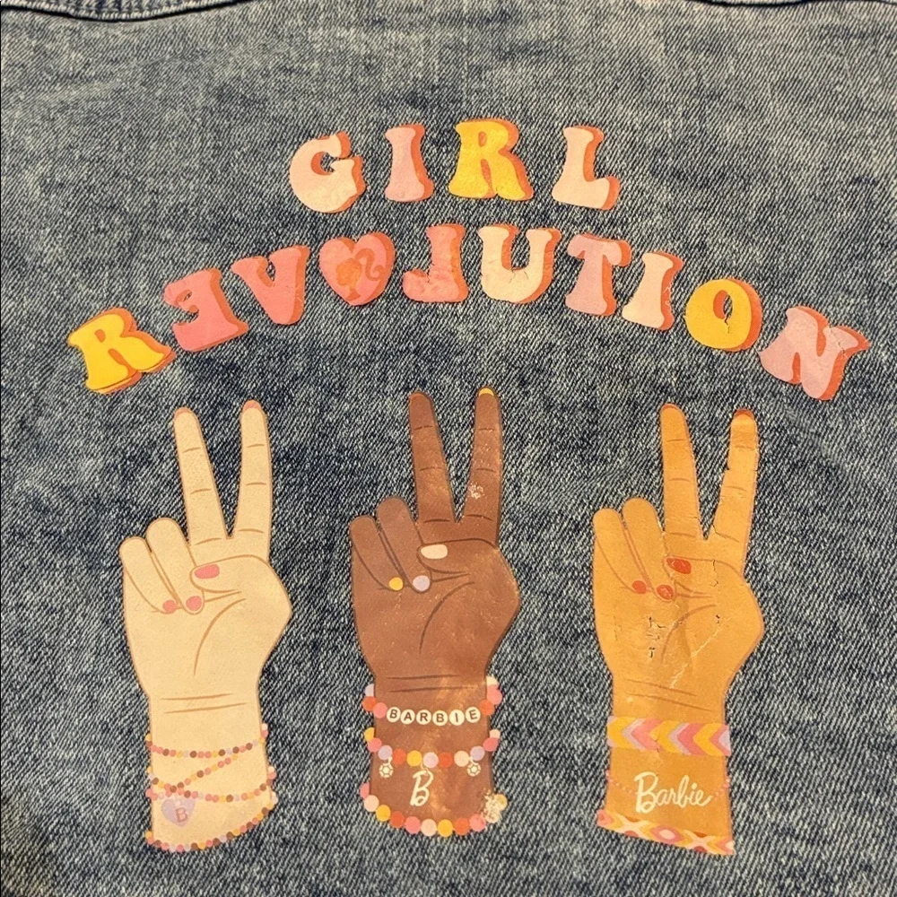 Barbie Denim Jean Jacket Acid Washed Girl Revolution Girls Size 10-12